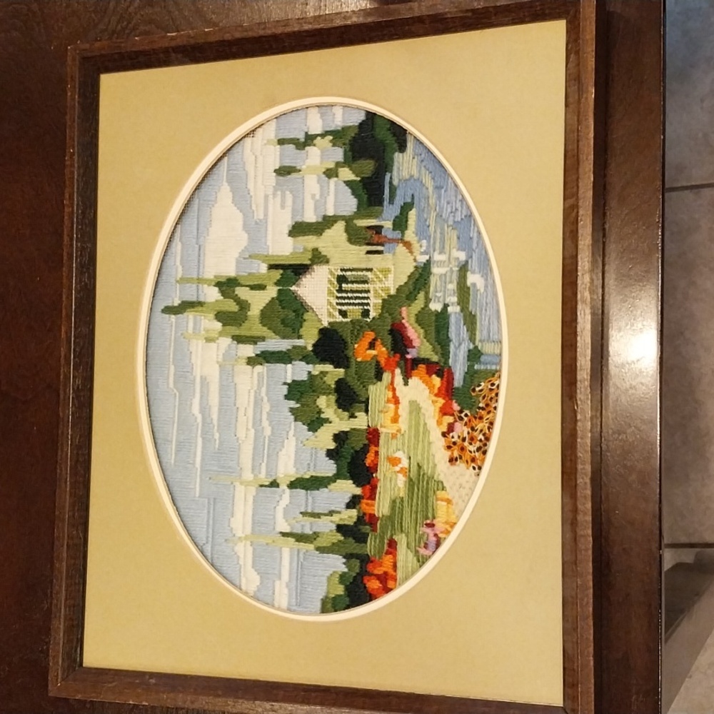 Framed Vintage Artcraft Concepts A Touch of Spring From #5723 Embroidery Kit